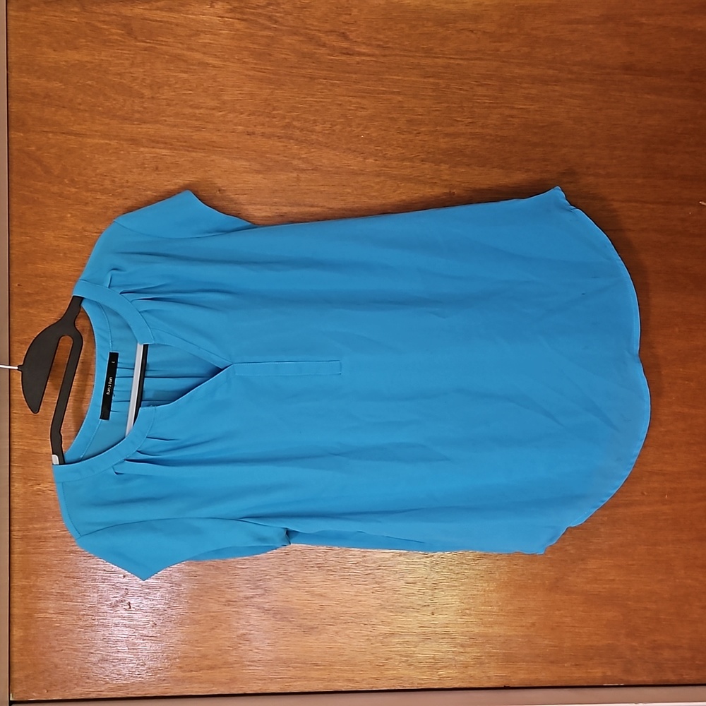 Turquoise split neck blouse